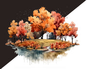 Watercolor Autumn Fall Landscape Png Clipart