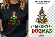 Merry Dogmas, Sublimation Digital Download, Dog Christmas Design, Christmas Puppies, Transparent PNG for Card Making, Shirt Design, Tshirt