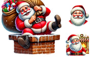 Santa's Collection PNG, Cute Christmas Characters, Funny Cartoon Santa for Xmas Sublimation & T-Shirt Design, DIY Christmas Crafts, Quotes