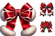 Coquette Christmas Bows PNG, Red Bow Clipart for Sublimation