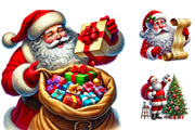 Santa's Collection PNG, Cute Christmas Characters, Funny Cartoon Santa for Xmas Sublimation & T-Shirt Design, DIY Christmas Crafts, Quotes