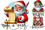 Santa's Collection PNG, Cute Christmas Characters, Funny Cartoon Santa for Xmas Sublimation & T-Shirt Design, DIY Christmas Crafts, Quotes