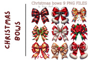 Coquette Christmas Bows PNG, Red Bow Clipart for Sublimation