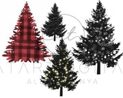 9 Christmas Trees Png Clipart For Christmas Cards, Sublimation Png For Commercial Use