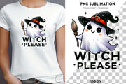 Witch Please Retro Halloween Sublimation Print, Funny October Ghost Tshirt Design, Spooky Season, Digital Download for Halloween Party