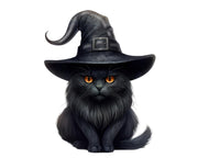 Halloween Black Cats Digital Download Clipart: Witch Cats Designs for Sublimation, for Shirts, Transfers, Junk Journals, Mystical Png Cats