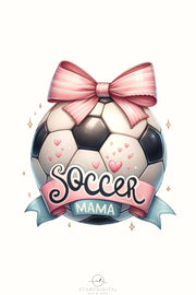 Coquette Soccer Mama PNG, Retro Soccer Shirt Designs & Game Day Sublimation, Digital Download for Soccer Mom Life