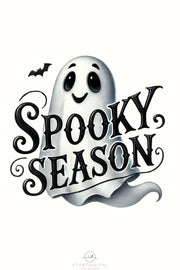 Spooky Season Ghost, Digital Download for T-shirt Designs, Halloween Ghost, Transparent PNG, Sublimation Design, Retro Halloween PNG