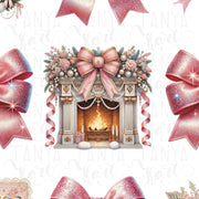 Pink Christmas Coquette Bow PNG | Preppy Holiday Design for Custom Christmas T-Shirts & Transparent Digital Art