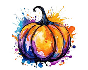 Colorful Watercolor Pumpkins Clip Art