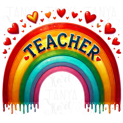 Teacher PNG, Rainbow Sublimation Design, Vintage Teacher Life PNG, Retro Inspired Graphic, Teacher Appreciation, First Grade T-Shirt Design