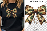 Camo Bow PNG, Sublimation Design for Duck Hunting, Digital Download, Watercolor Bottomland Bow, Camouflage Design, Military Girl Bow