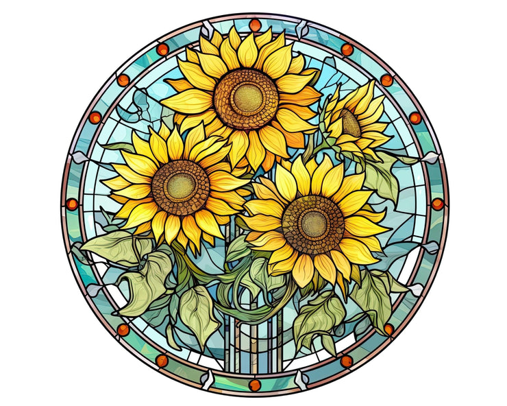 Sunflowers Stained Glass Clipart