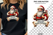 Feliz Navidad Santa Shirt PNG, Santa Sublimation for Merry Christmas Design, Latina Christmas, Retro Christmas Digital Art, Cute Santa Head