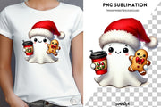 Retro Christmas Ghost PNG, Cute Christmas Gingerbread Man, Coffee Cup, Holiday Hoodie Sublimation, Cute Christmas Ghost,Seasonal Digital Art