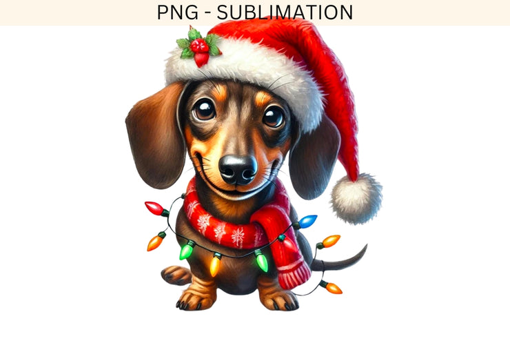 Christmas Dachshund PNG, Xmas Dog Sublimation Design for Digital Prints, Tumbler & T-Shirt Designs, Christmas Pet Transparent PNG Download