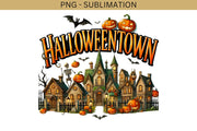 Halloweentown Sublimation PNG, Halloween Horror, Jack o' Lantern, Retro Design, DIY Halloween Crafting, Transparent Downloads, Card Making