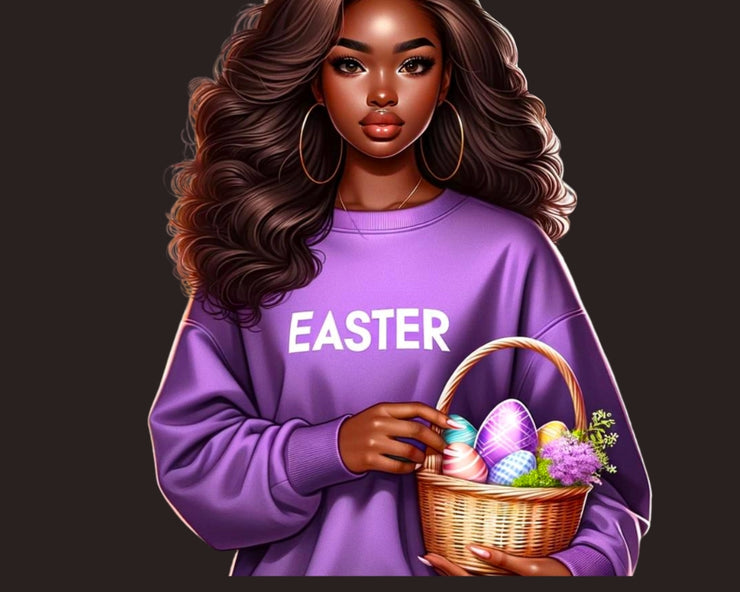 Black Girl Easter Clip Art | Spring Sublimation PNG