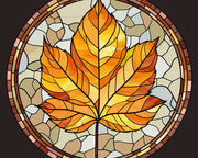 Autumn Leaves PNG Stained Glass Clipart