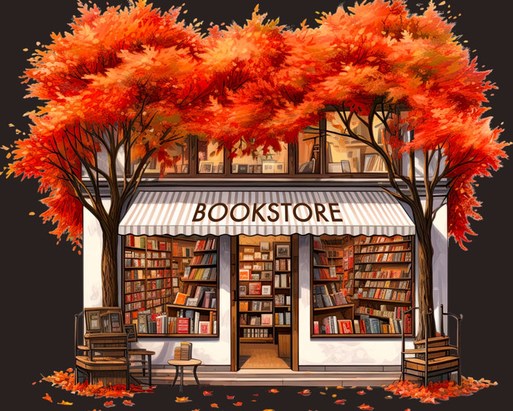 Autumn Bookstore Digital Fall Designs for Fall Home Decor