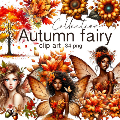 Autumn Fairy Clip Art , Thanksgiving Fantasy PNG Files