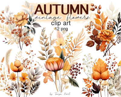 Fall Flowers Clipart Autumn Floral