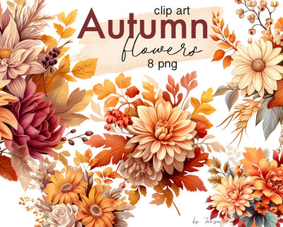 Autumn Bouquets Png Clipart - Fall Flowers