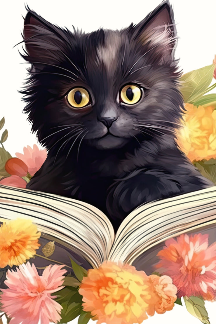 Black Cat Clipart With Books-10 Png