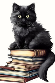 Black Cat Clipart With Books-10 Png