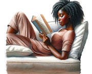 Afro Girl Reading Clipart | Melanin Book Lover PNG