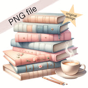 Coffee Cup and Books Clipart Bundle, Instant Download