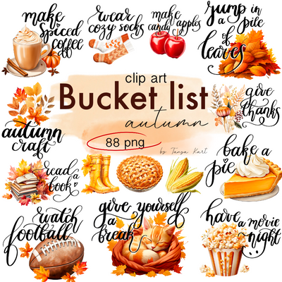 Autumn Fall Bucket List Icons PNG Clipart