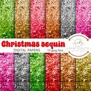 Faux Sequin Digital Paper Bundle, Christmas Patterns for Sublimation Design