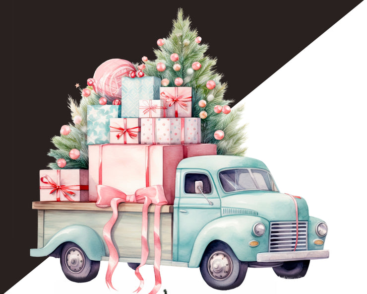 Pastel Christmas Clipart Bundle, Digital Transparent PNGs