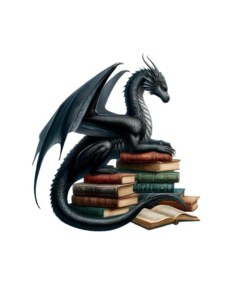 Dragon Reading Book PNG Digital Download