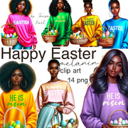 Black Girl Easter Clip Art | Spring Sublimation PNG