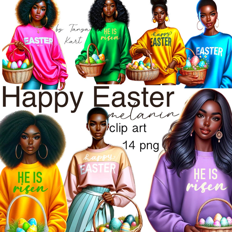 Black Girl Easter Clip Art | Spring Sublimation PNG