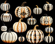 Neutral Black White Pumpkins Clipart Bundle,Autumn Png Graphic for Sublimation & Commercial Use, Modern Fall Art for Junk Journals,Scrapbook