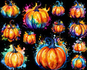 Colorful Watercolor Pumpkins Clip Art