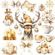 Gold Christmas Clipart Graphics Bundle