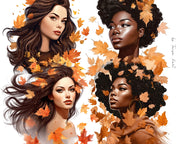 Autumn Girl Clipart Landscape | Fall Foliage | Autumn Leaf