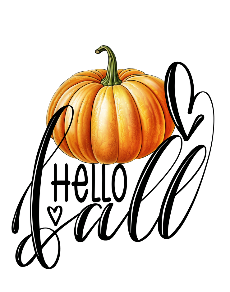 Pumpkin Hello Fall Png Sublimation Design