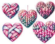 Knitting Valentines Day PNG Heart Clip Art