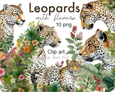 Leopard In Flowers Png Clipart - 10 Png Files