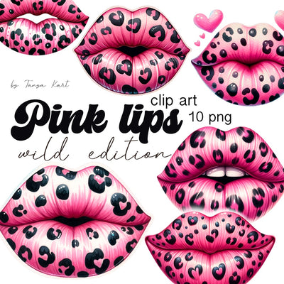 Pink Leopard Lips Png Valentines Day, Digital Download