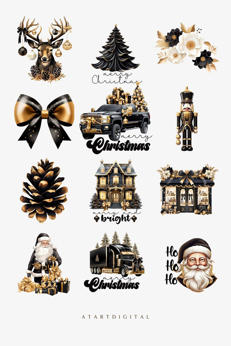 Christmas Digital Fashion Clipart Bundle, Holiday Glam Clipart