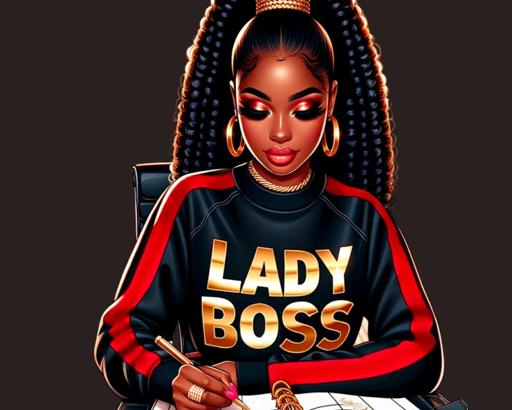 Motivational Boss Babe PNG - Black Woman Clipart