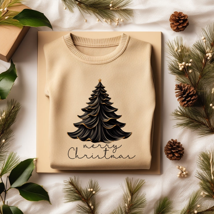 Black Christmas Tree PNG Sublimation Design