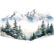 Watercolor Mountains Border Clipart