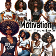 Motivational Black Girl Boss Clipart for Planner